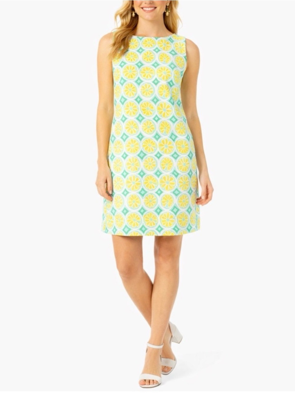 Sail to Sable NWOT Sleeveless Lemon Print Shift Dress size medium
